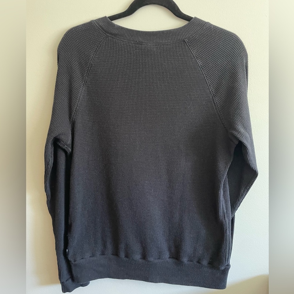 TNA- waffle-knit long-sleeve top, black, size XS - Picture 2 of 5